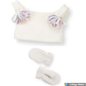NWOT Gymboree Snow Angels Fleece Hat Mittens 0- 6m